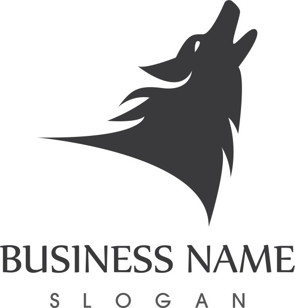 狼头剪影标志设计模板图片下载