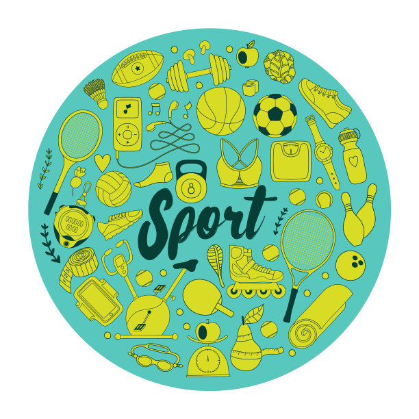 健身和运动元素的涂鸦风格图片下载