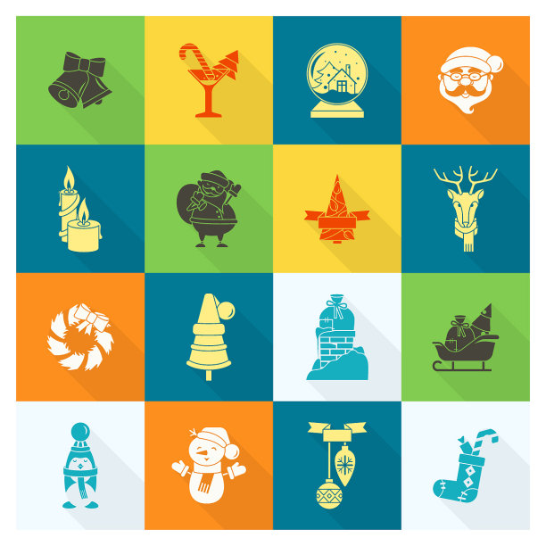 圣诞节和冬天的图标收藏图片下载