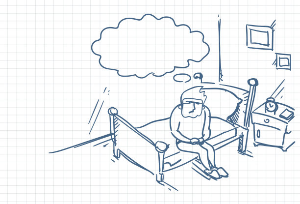 素描男人醒来坐在床上涂鸦早上图片下载