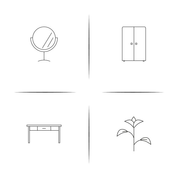 家具简单的线性图标设置概述图标图片下载