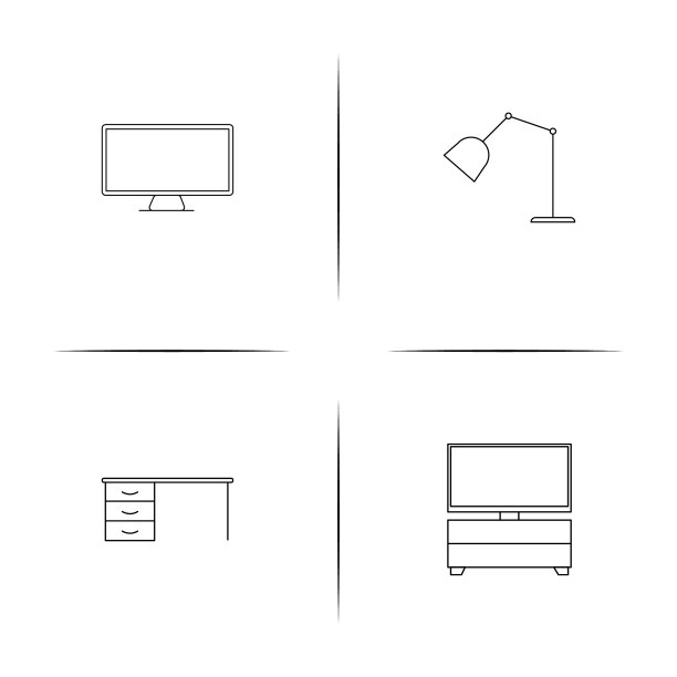 家具简单的线性图标设置概述图标图片下载
