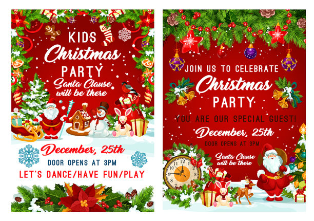 圣诞晚会和新年假期邀请图片下载