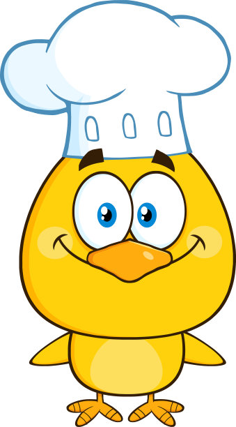 微笑的厨师黄色小鸡卡通人物图片下载
