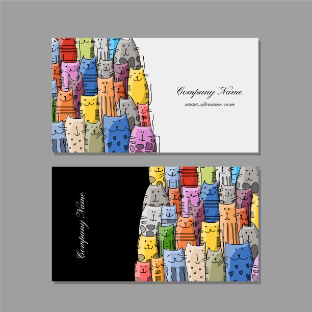 名片设计有趣的猫家庭图片下载