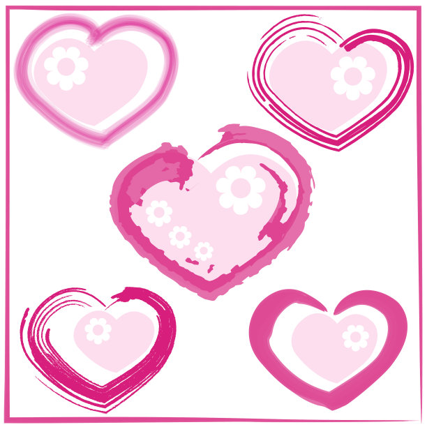 一组彩绘的心图片下载