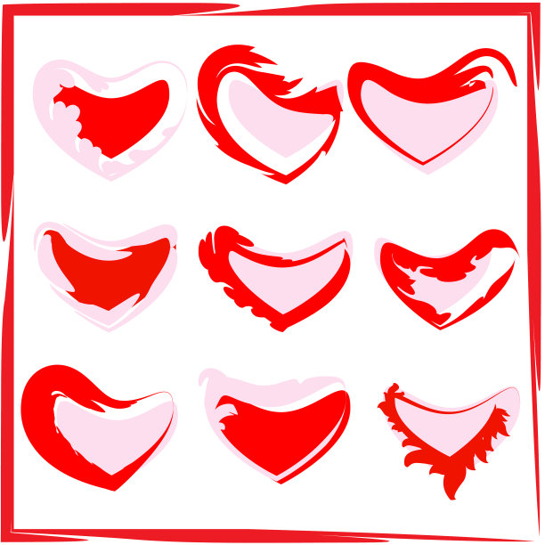 一组彩绘的心图片下载