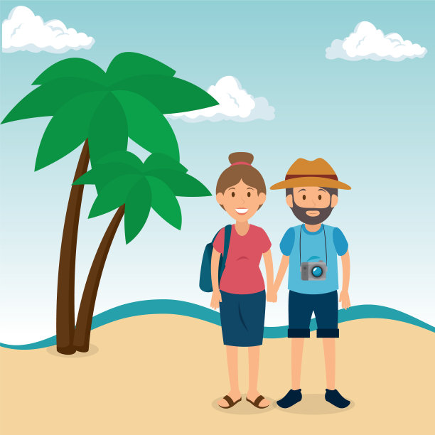 一对夫妇在海滩度假图片下载