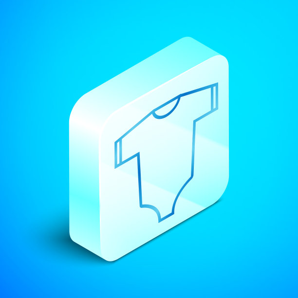 等距线衣服图标孤立在蓝色图片下载