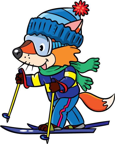 有趣的狐狸骑着滑雪板图片下载