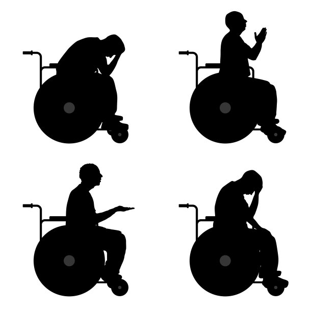 坐在轮椅上的男人剪影图片下载