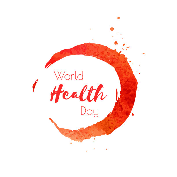 世界卫生日手画红色水彩图片下载