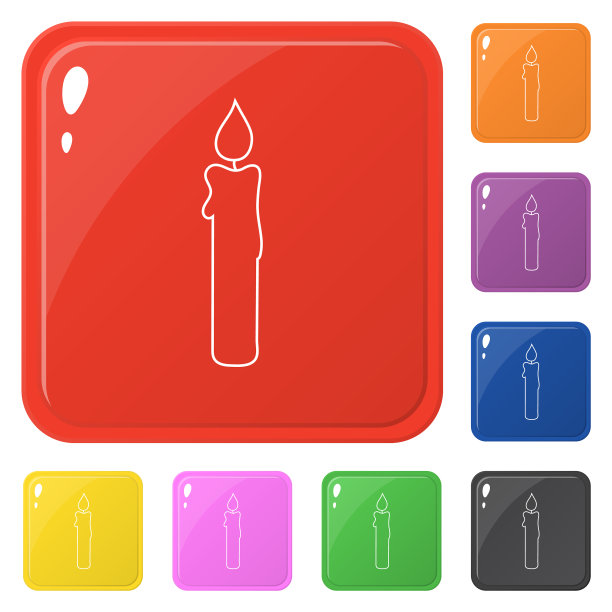 线条风格蜡烛图标设置8种颜色孤立图片下载