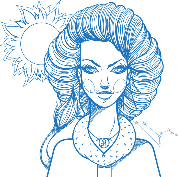 女孩的肖像象征着黄道十二宫图片下载