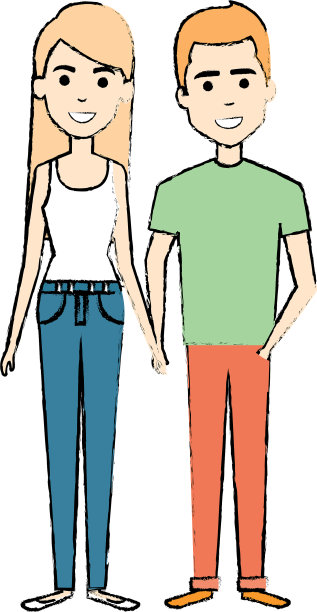 年轻夫妇的虚拟形象图片下载