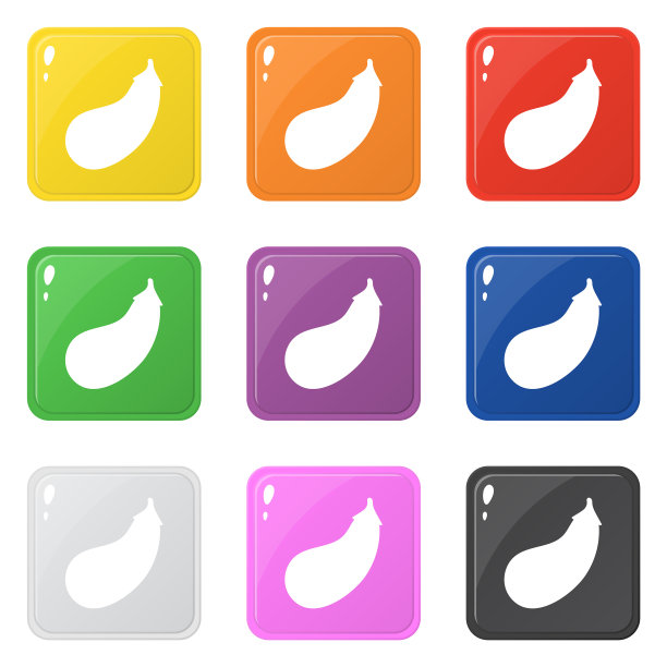 茄子图标设置9个颜色孤立在白色图片下载