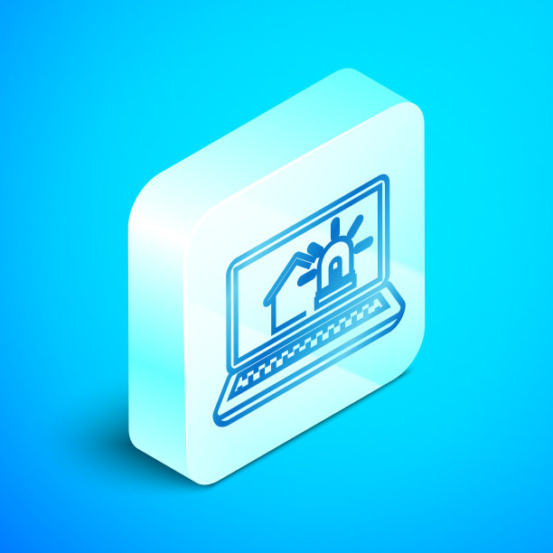 带智能房子和报警器的等距线笔记本电脑图片下载