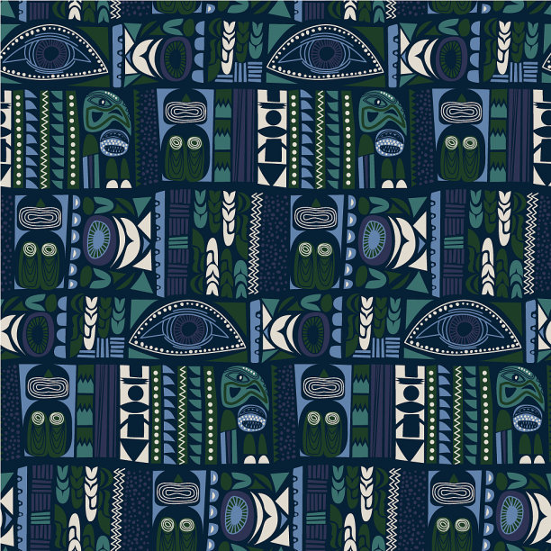 美国印第安人图腾图案无缝设计图片下载