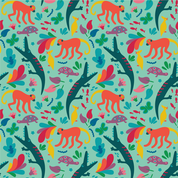 鳄鱼花纹无缝设计图片下载