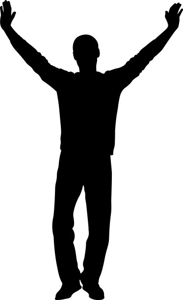 一个人站在那里，双手举着图片下载