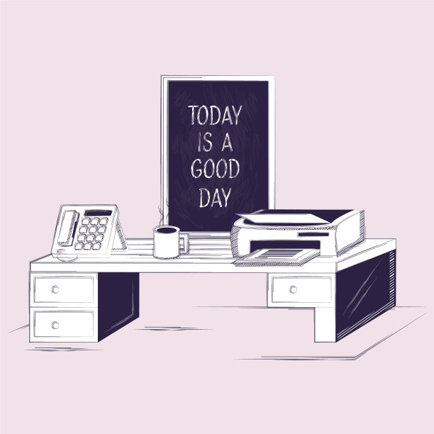 创意办公室设计插画图片下载