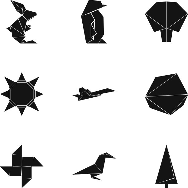 折纸雕像图标设置简单的风格图片下载