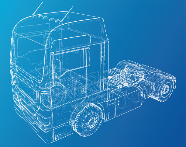 蓝色背景的欧洲卡车正在运送图片下载