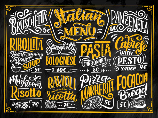 意大利菜菜单-菜名的字母图片下载