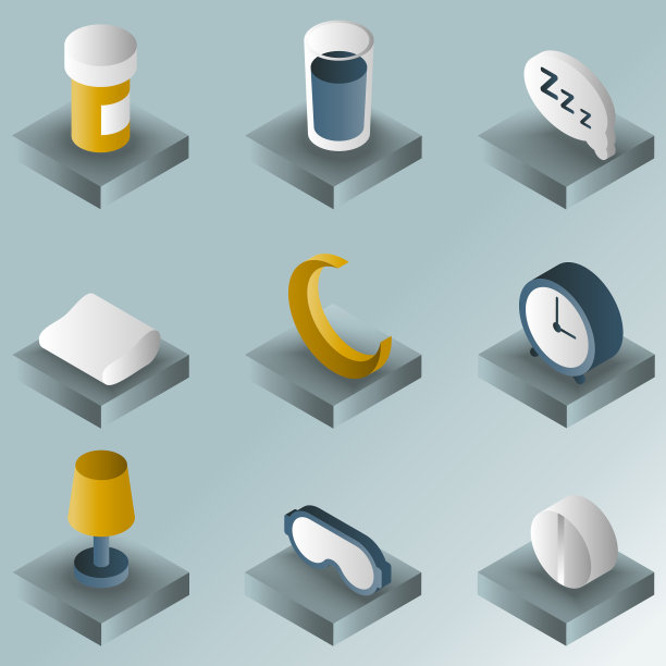 睡眠颜色梯度等距图标图片下载