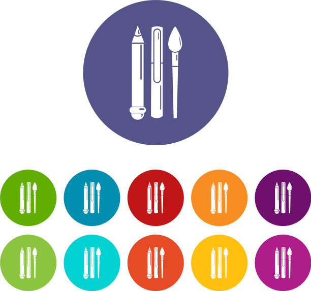 文具图标套装颜色图片下载