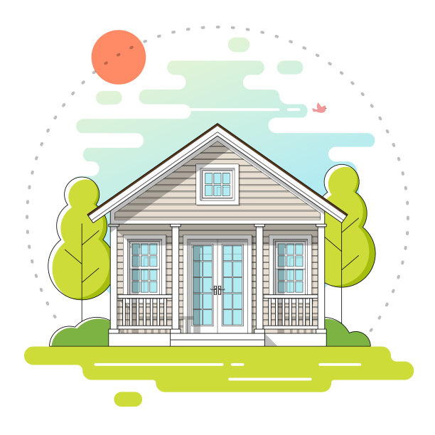 小房子和景观背景图片下载