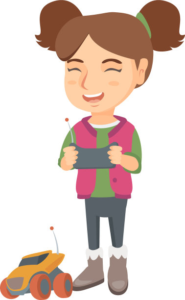 一个白人女孩在玩遥控车图片下载