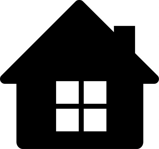 白色的房子侧视图的黑色剪影图片下载