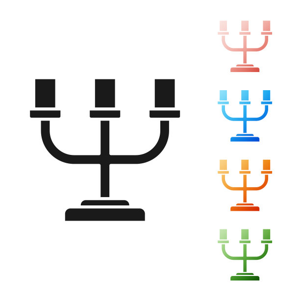 黑色烛台图标孤立在白色图片下载
