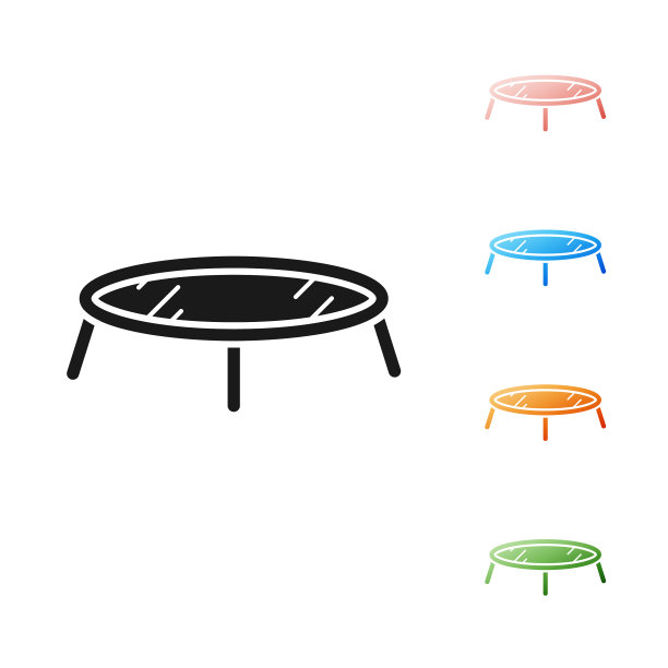 黑色跳跃蹦床图标孤立在白色图片下载