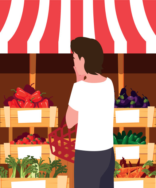 买家与摊位摊位店新鲜蔬菜图片下载