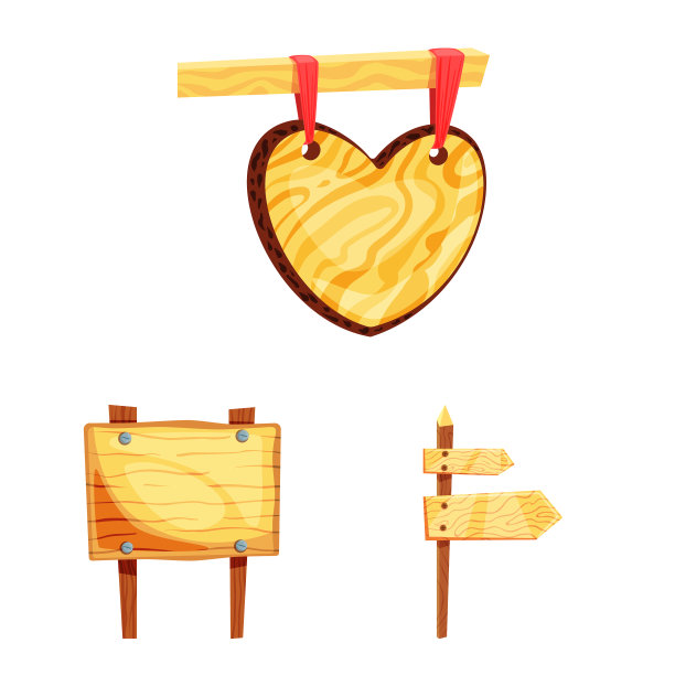 设计招牌和木标志集图片下载