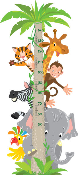 长颈鹿猴老虎米墙或高度表图片下载