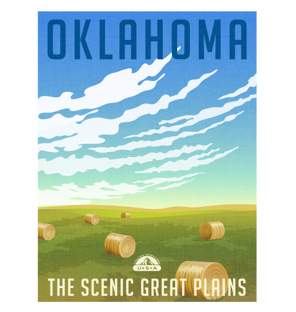 俄克拉荷马州美国复古旅行海报图片下载