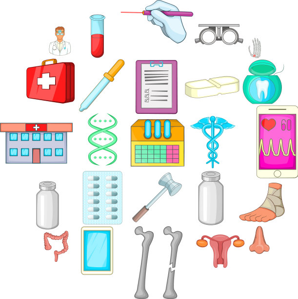 医院图标设置卡通风格图片下载