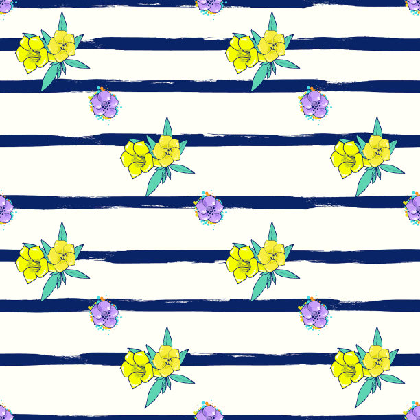 白蓝色背景上盛开着五颜六色的奇异花朵图片下载