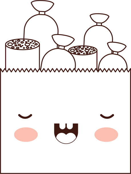 可爱的纸袋，里面装着棕色的香肠图片下载