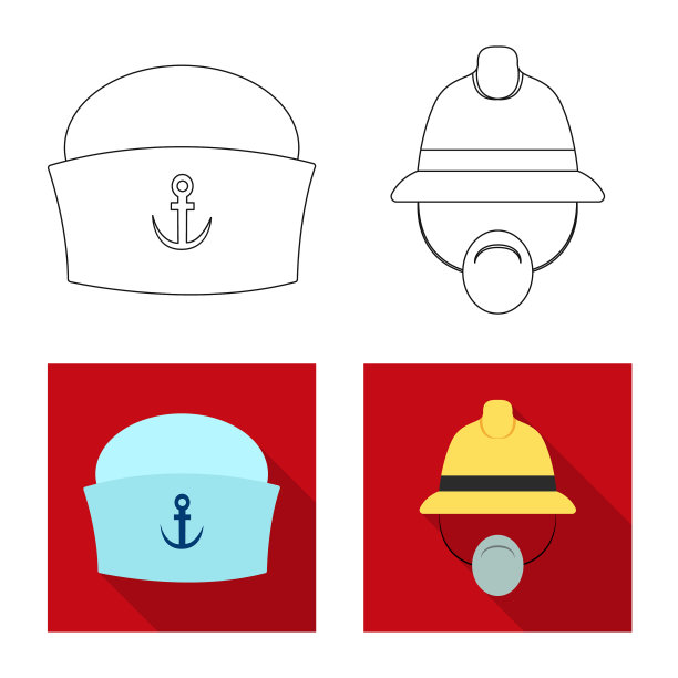 孤立对象的帽子和帽子图标的设置图片下载