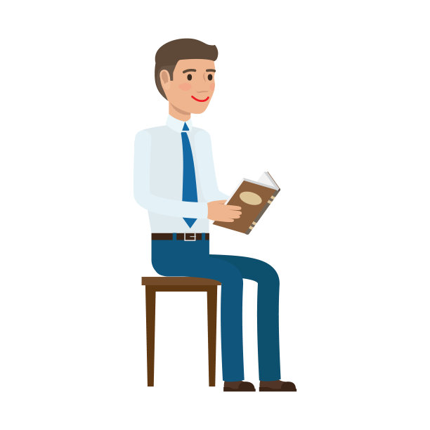 商人在椅子上看书图片下载