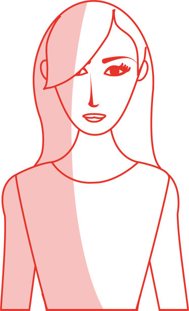 红色剪影阴影卡通半身女人图片下载