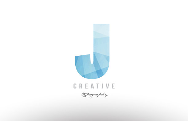 J蓝色多边形字母标识图标设计图片下载