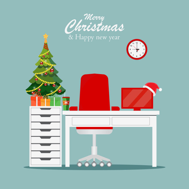 圣诞节和新年在现代办公场所图片下载