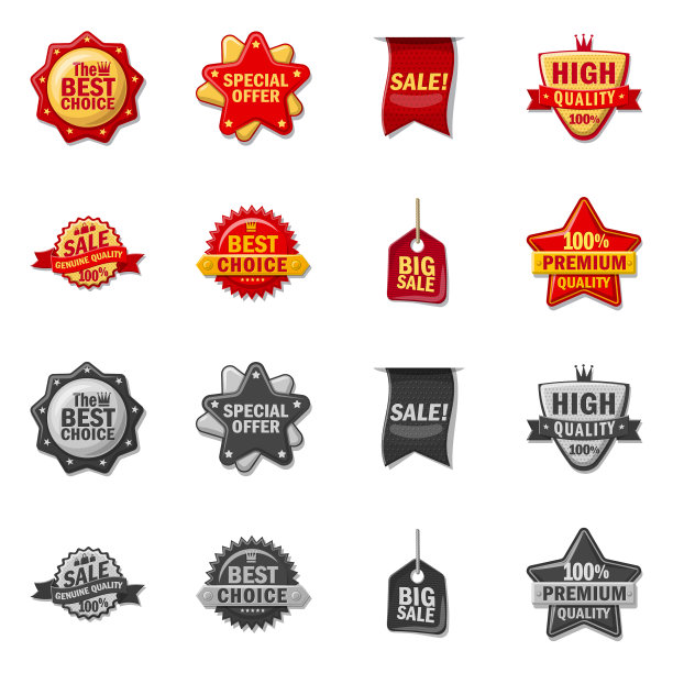 孤立对象的徽章和徽章符号图片下载