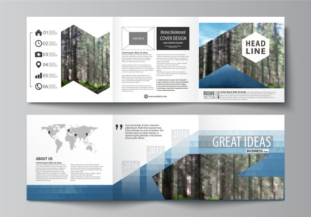 三折方形设计手册模板图片下载