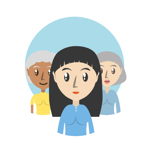 将不同类型的女性角色设置为蓝色图片下载